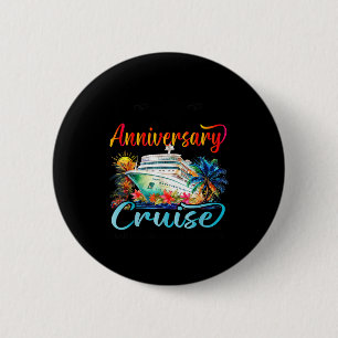 Our 40th anniversary cruise husband wife couple cr 6 cm round badge