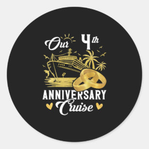 Our 4th Anniversary Golden Cruise Vacation Couple Classic Round Sticker