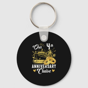 Our 4th Anniversary Golden Cruise Vacation Couple Key Ring