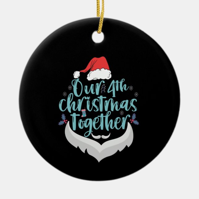 Our 4th Christmas Together Couple Family Matching Ceramic Tree Decoration (Front)