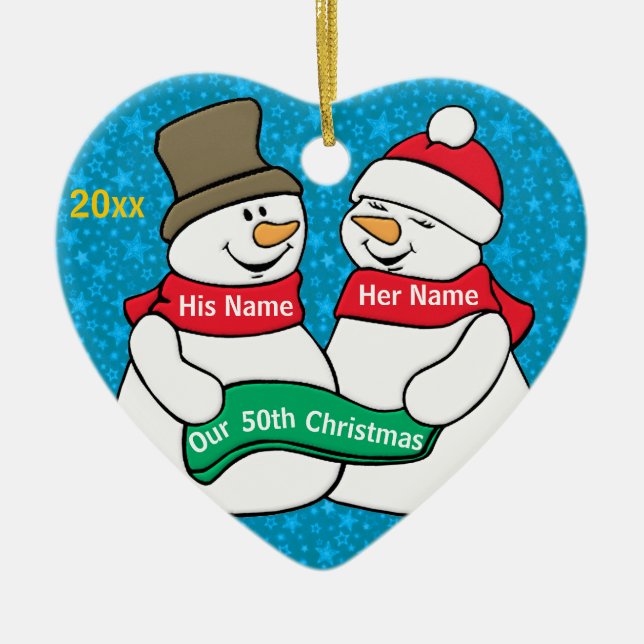Our 50th Christmas Ceramic Tree Decoration (Front)