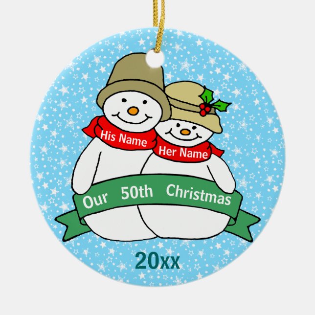 Our 50th Christmas Ceramic Tree Decoration (Front)