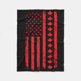 Our 51st State Of America American Flag With Canad Fleece Blanket