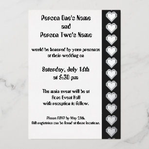 Our 8-Bit Hearts in Black Foil Invitation
