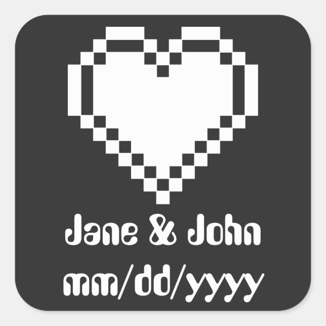 Our 8-Bit Hearts in Black Sticker (Front)