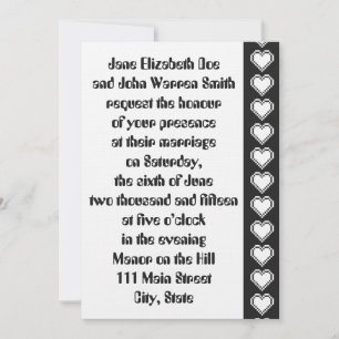 Our 8-Bit Hearts in Black Wedding Invitation