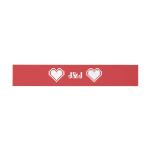 Our 8-Bit Hearts in Cherry Invitation Belly Band