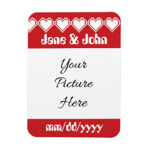 Our 8-Bit Hearts in Cherry Save-the-Date Magnet
