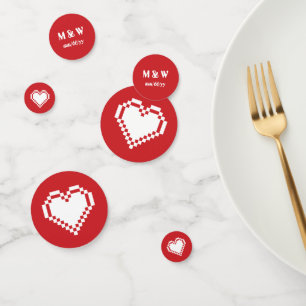 Our 8-Bit Hearts in Cherry Table Confetti