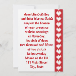Our 8-Bit Hearts in Cherry Wedding Invitation