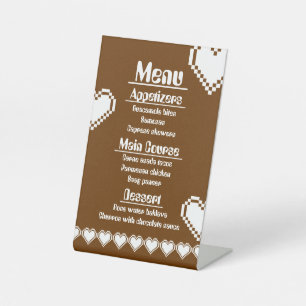 Our 8-Bit Hearts in Chocolate Pedestal Sign