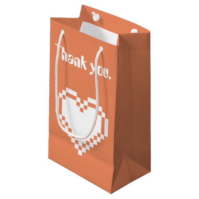 Our 8-Bit Hearts in Coral Gift Bag (Front Angled)