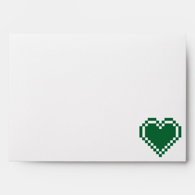 Our 8-Bit Hearts in Green Envelopes (Front)