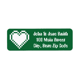 Our 8-Bit Hearts in Green Return Address Label