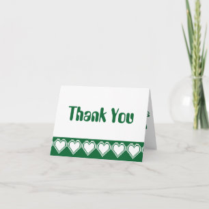 Our 8-Bit Hearts in Green Thank You Card