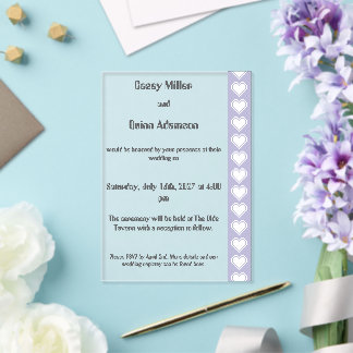 Our 8-Bit Hearts in Lavender Acrylic Wedding Invitations