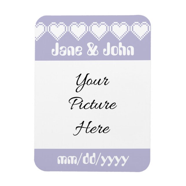 Our 8-Bit Hearts in Lavender Save-the-Date Magnet (Vertical)