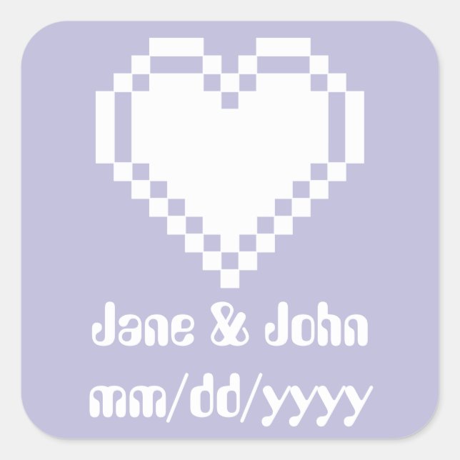 Our 8-Bit Hearts in Lavender Sticker (Front)