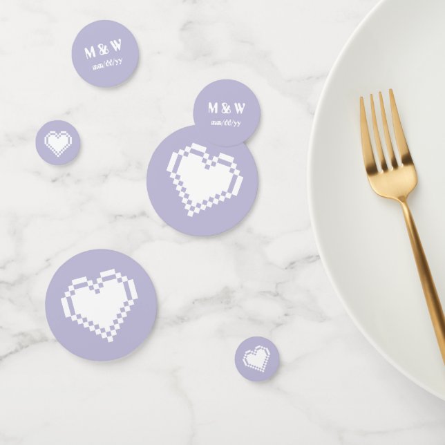 Our 8-Bit Hearts in Lavender Table Confetti (Group)