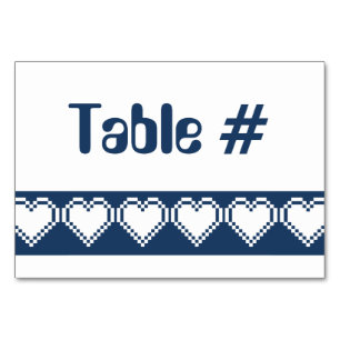 Our 8-Bit Hearts in Navy Table Card