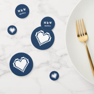 Our 8-Bit Hearts in Navy Table Confetti