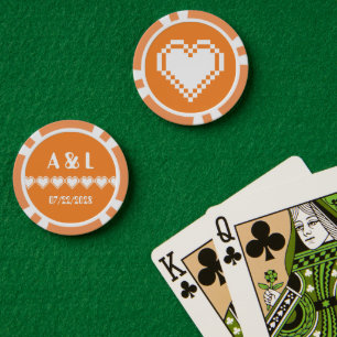 Our 8-Bit Hearts in Orange Poker Chips