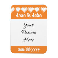 Our 8-Bit Hearts in Orange Save-the-Date Magnet