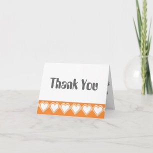 Our 8-Bit Hearts in Orange Thank You Card
