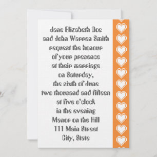 Our 8-Bit Hearts in Orange Wedding Invitation