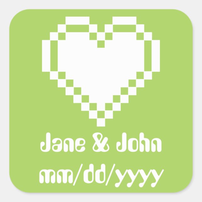 Our 8-Bit Hearts in Peridot Sticker (Front)