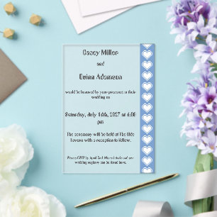 Our 8-Bit Hearts in Periwinkle Acrylic Wedding Invitations