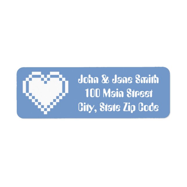 Our 8-Bit Hearts in Periwinkle Address Label (Front)