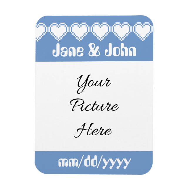 Our 8-Bit Hearts in Periwinkle Reminder Magnet (Vertical)