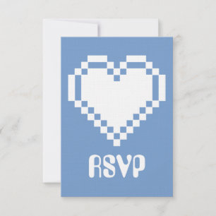 Our 8-Bit Hearts in Periwinkle RSVP Card