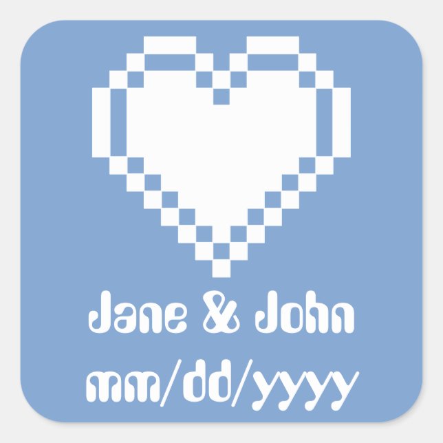 Our 8-Bit Hearts in Periwinkle Sticker (Front)