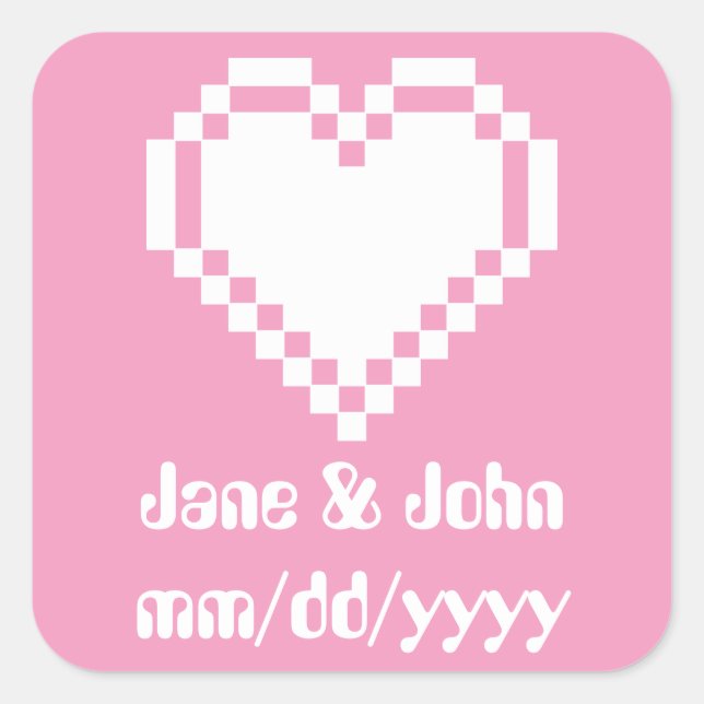 Our 8-Bit Hearts in Petal Pink Sticker (Front)