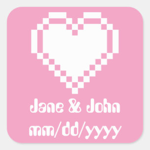 Our 8-Bit Hearts in Petal Pink Sticker