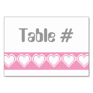 Our 8-Bit Hearts in Petal Pink Table Card