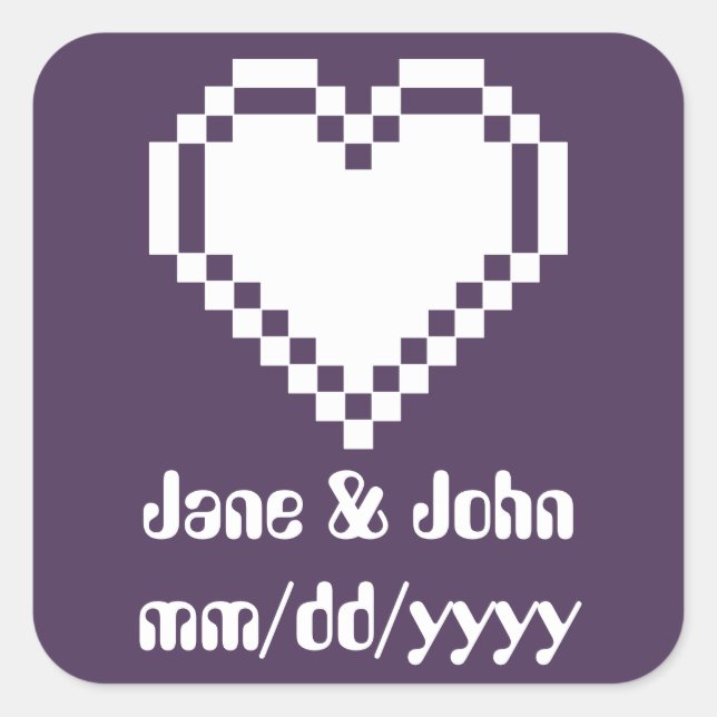 Our 8-Bit Hearts in Purple Sticker (Front)