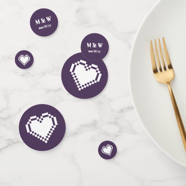 Our 8-Bit Hearts in Purple Table Confetti (Group)