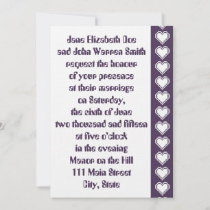 Our 8-Bit Hearts in Purple Wedding Invitation