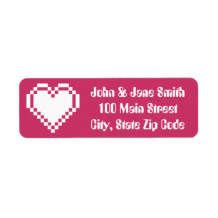 Our 8-Bit Hearts in Raspberry Return Address Label