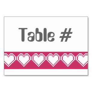 Our 8-Bit Hearts in Raspberry Table Card