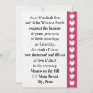 Our 8-Bit Hearts in Raspberry Wedding Invitation