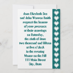 Our 8-Bit Hearts in Teal Wedding Invitation
