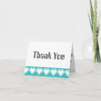 Our 8-Bit Hearts in Turquoise Thank You Card