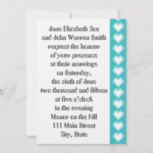 Our 8-Bit Hearts in Turquoise Wedding Invitation