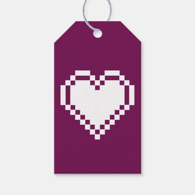 Our 8-Bit Hearts in Wine Gift Tag (Front)