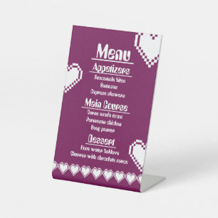Our 8-Bit Hearts in Wine Pedestal Sign