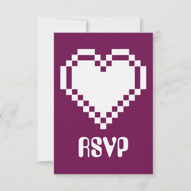Our 8-Bit Hearts in Wine RSVP Card (Front)
